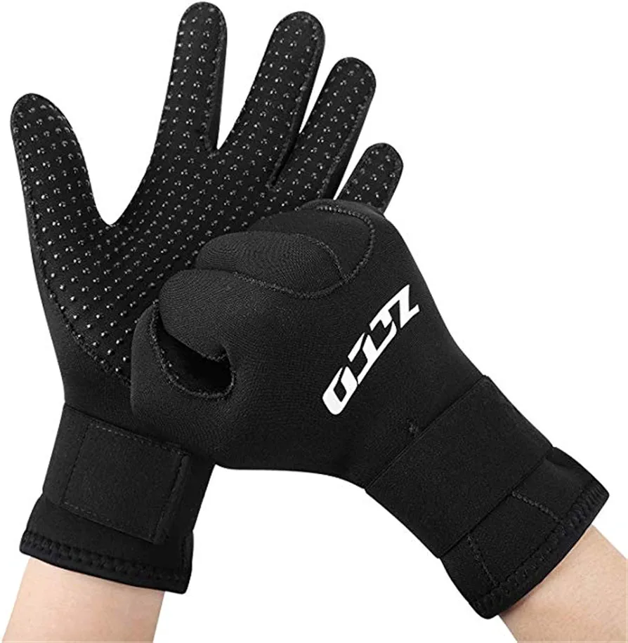 ZCCO Diving Gloves, 3mm/5mm Neoprene Double-Layer Thermal Wetsuit Gloves with Elastic Wrist and Skid Resistance Particles for Swimming,Diving,Surfing,Snorkeling