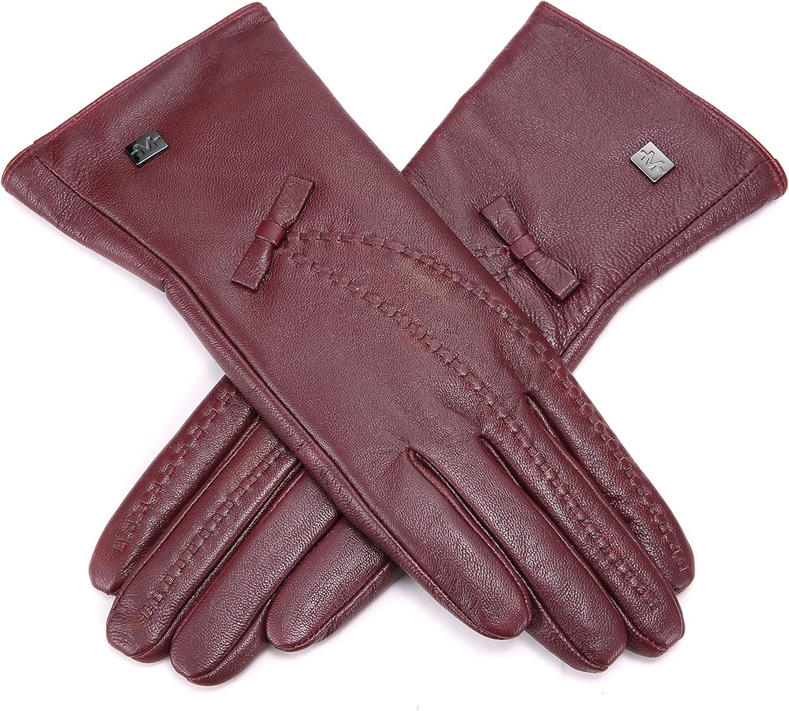 Marino Avenue Genuine Sheepskin Leather Gloves for Women, Cold Weather -Lined Gloves - Triple Buttoned-Waterproof