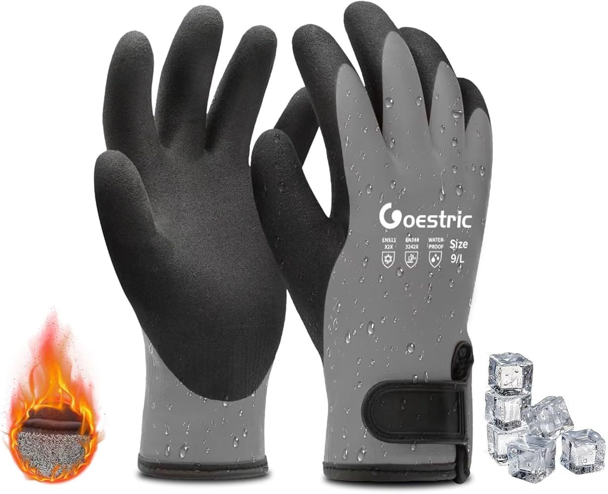 100% Waterproof Winter Work Gloves for Men Women, Freezer Gloves with Grip for Shoveling Snow