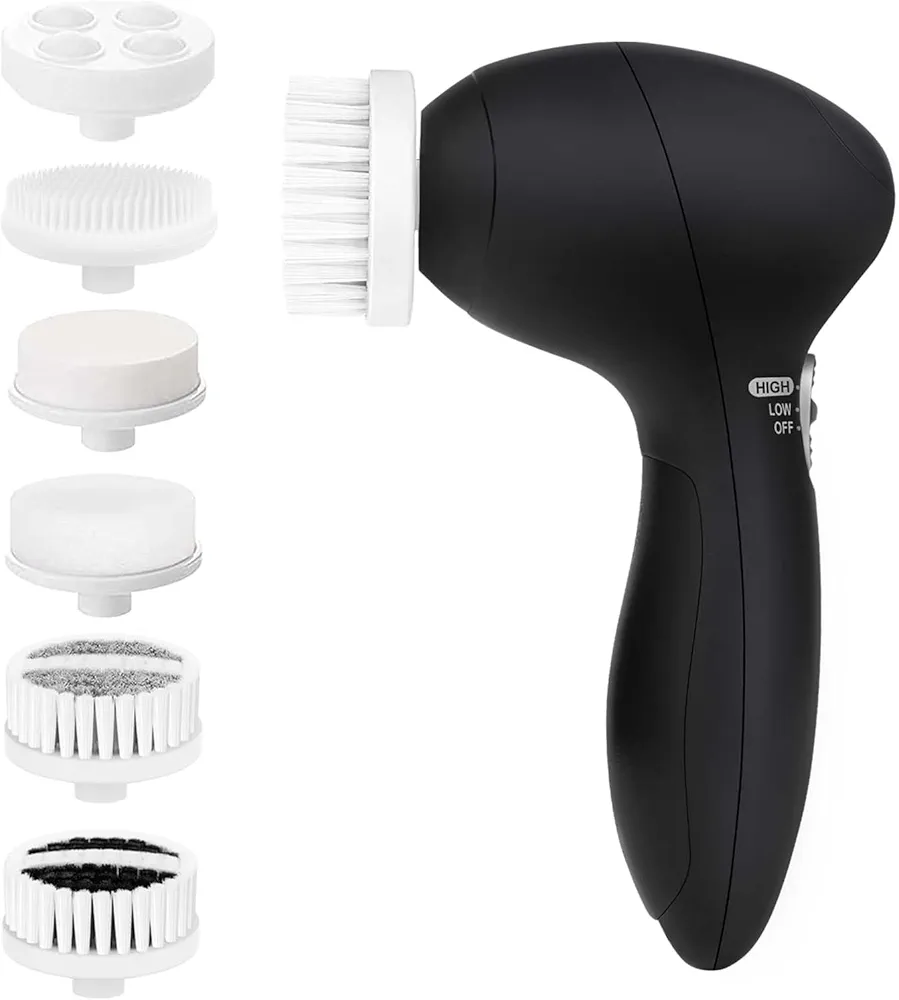 Facial Cleansing Brush Face Scrubber: CLSEVXY Electric Face Spin Cleanser Brushes with 6 Brush Heads for Deep Cleansing, Gentle Exfoliating, Removing Blackhead, Massaging