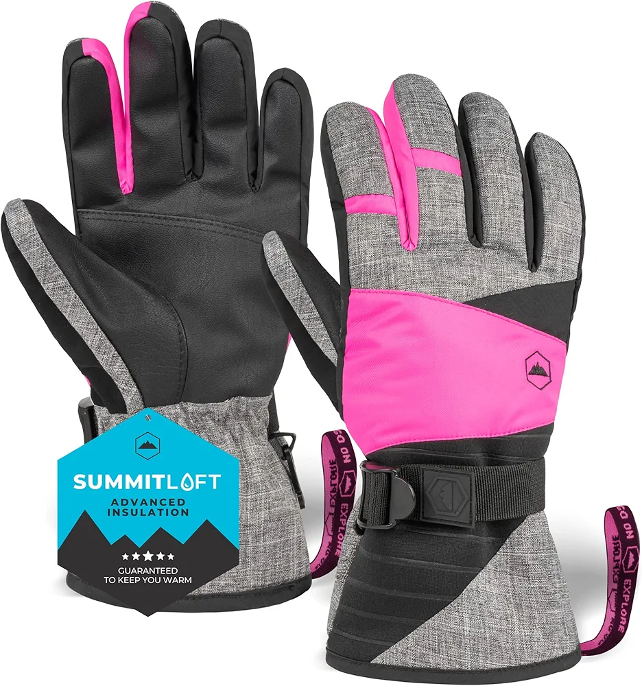 Tough Outdoors Women's Ski Gloves - Womens Snow Gloves - Winter Waterproof Snow Gloves - Adult Snow Gloves - Ladies Snowboarding Gloves