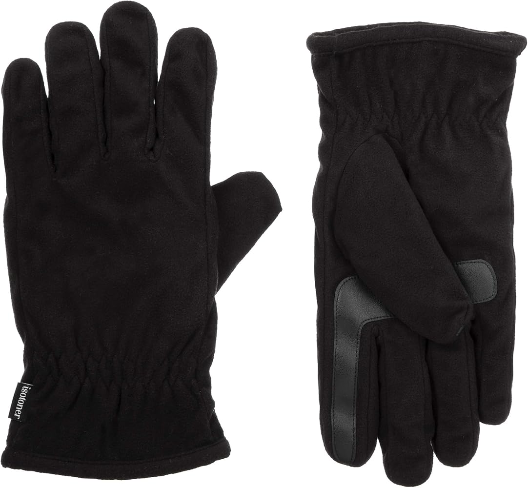 isotoner Men's Fleece Touchscreen Glove, Water-Repellent with a Sherpa Soft Lining