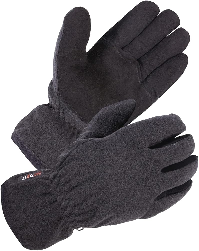 SKYDEER Winter Gloves with Soft Deerskin Suede Leather & Thermal Polar Fleece & Warm 3M Thinsulate Insulation (SD8661T)