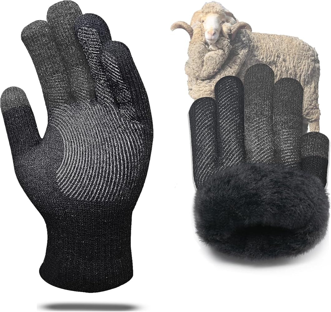 Winter Gloves Men Women, Thermal Merino Wool,6 Finger Touch Screen, Warm Fleece lined for Christmas