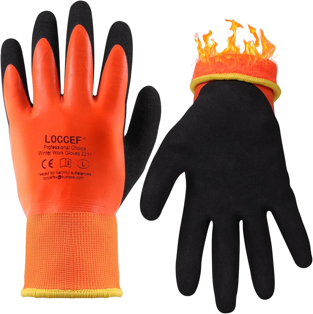 2 Pairs 100% Waterproof Winter Gloves,Winter Work Gloves Thermal Liner Grip Coating Warm,Thermal Insulated,Super Grip