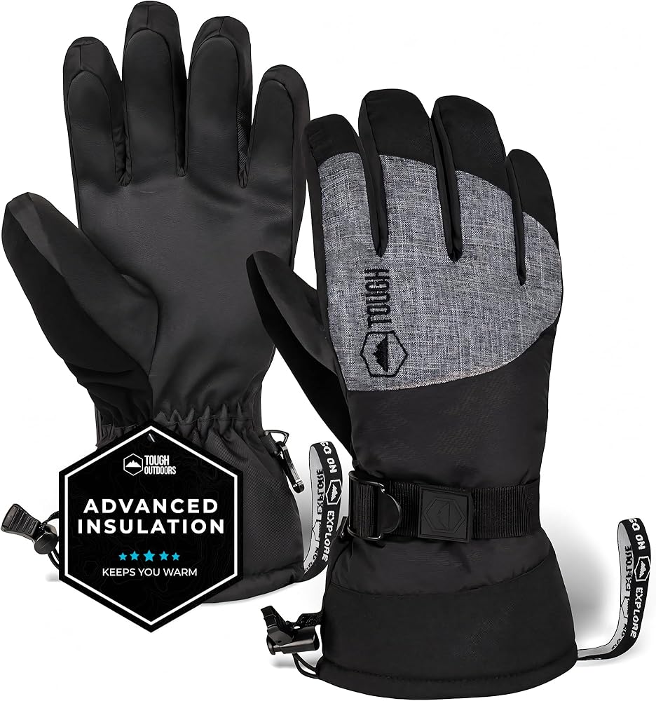 Tough Outdoors Ski Gloves - Snow Gloves for Men & Women - Men's Winter Gloves - Women's Waterproof Gloves - Warm Skiing Gloves - Insulated Snowboarding Gloves - Thermal Snowboard Gloves