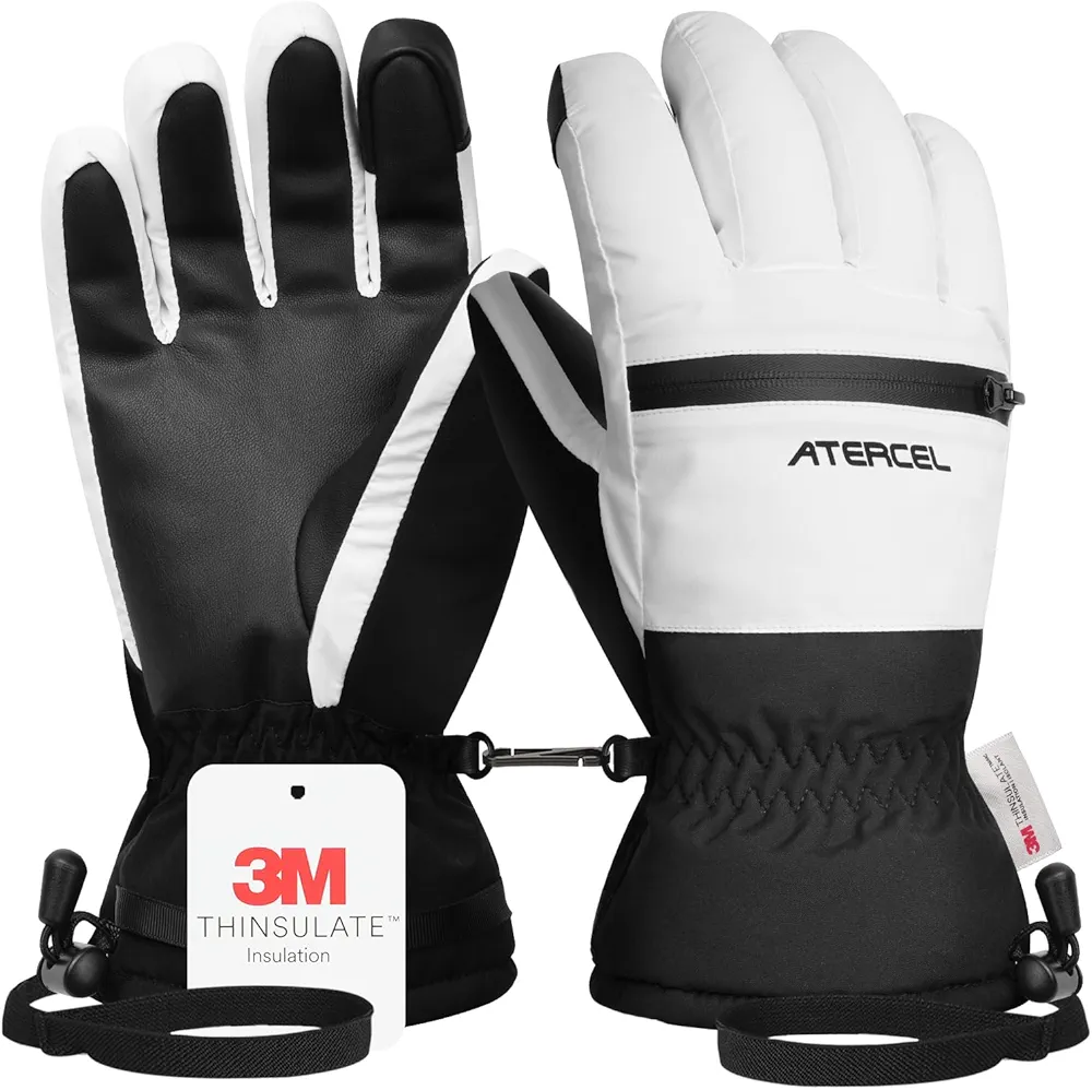 ATERCEL Waterproof Ski Gloves, Warm 3M Thinsulate Gloves, Touchscreen, Ideal for Men and Women in Skiing, Snowboarding, Snowmobiling, Hiking and Other Winter Outdoor Activity.