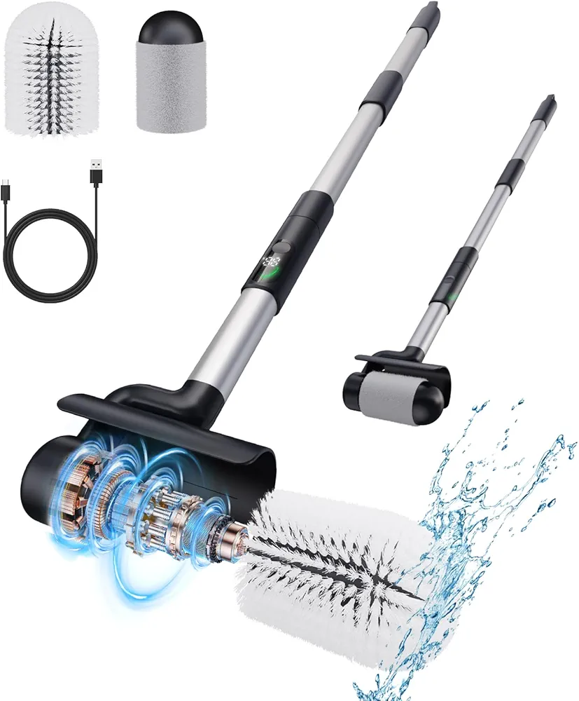 Electric Spin Scrubber【Upgraded Version】 Cordless Cleaning Brush for Bathroom, Tub, Tile, Floor Powerful Power 74W, Torque 99+LB, IPX7 Large Brush Head Saves time and Effort