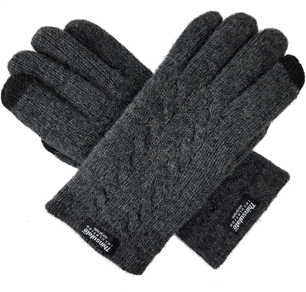 BRUCERIVER Ladie's Pure Wool Knit Gloves with Thinsulate Lining and Cable design